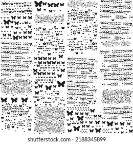 Butterfly Icon Newspaper Vector Seamless Pattern