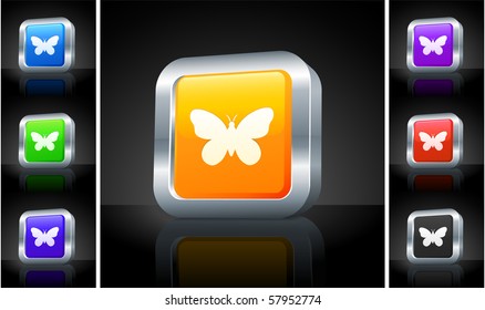 Butterfly-Symbol auf 3D-Taste mit Metallic Rim Original-Illustration