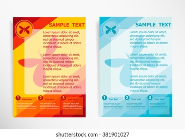 Butterfly icon on abstract vector modern flyer, brochure vector template
