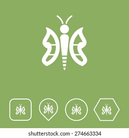Butterfly Icon on Flat UI Colors with Different Shapes. Eps-10.