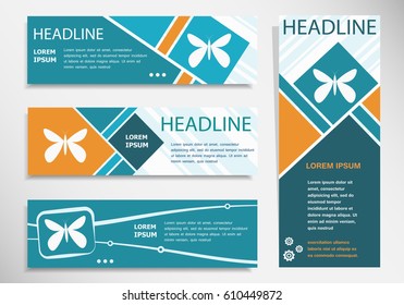 Butterfly icon on horizontal and vertical banner. Modern banner design template.