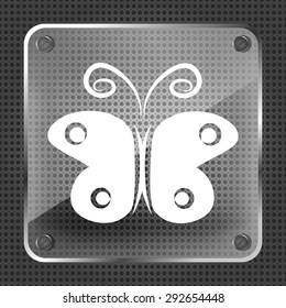 butterfly icon on a metallic background