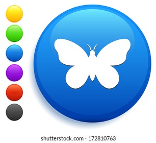 Butterfly Icon on Round Button Collection