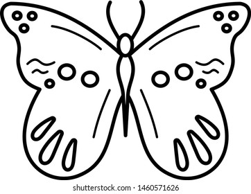 Butterfly icon in outline style. Coloring template for modification and customizing  according to a specific task