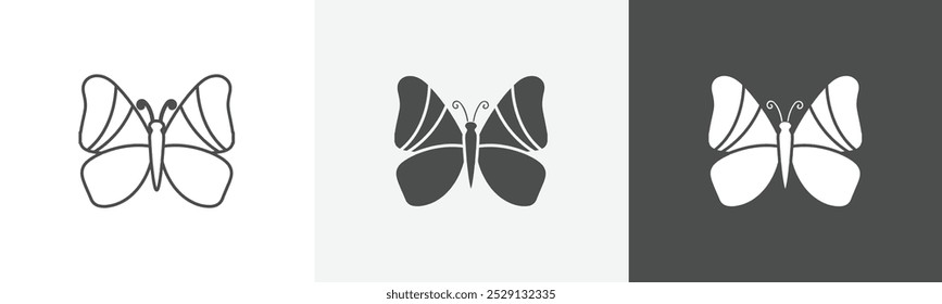butterfly icon Outline symbol set