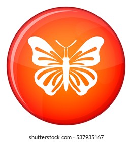 Butterfly icon in red circle isolated on white background vector illustration