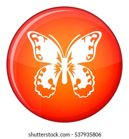 Butterfly icon in red circle isolated on white background vector illustration