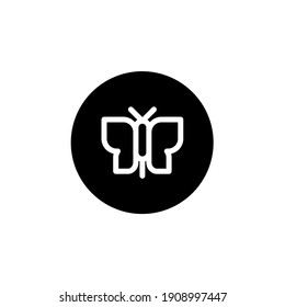 Icono de mariposa de estilo negro redondo. Vector