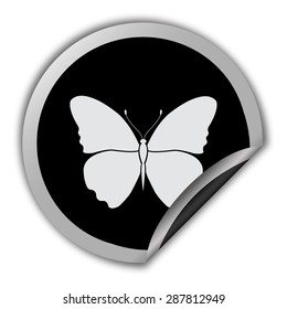 butterfly icon - round vector sticker