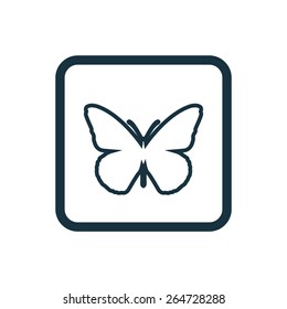 butterfly icon Rounded squares button, on white background 