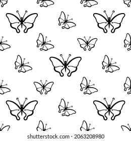 Butterfly Icon Seamless Pattern, Insect Icon Vector Art Illustration