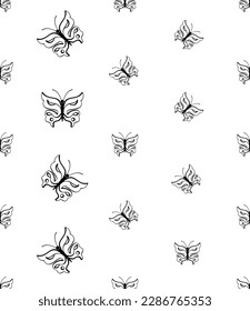 Butterfly Icon Seamless Pattern, Insect Icon Vector Art Illustration