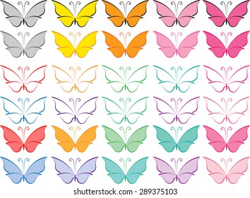  butterfly icon set