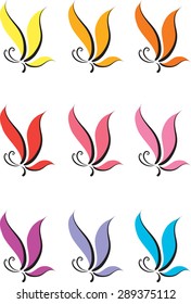  butterfly icon set