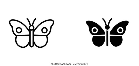 Butterfly Icon set in black color for ui designs