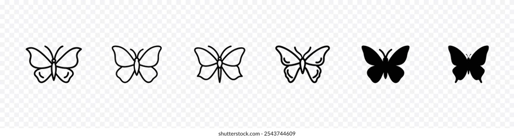 butterfly icon set, Butterfly icon isolated on white background, butterfly vector icon in flat style, Set of Butterfly Silhouette