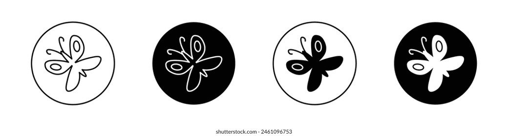 Butterfly icon set. simple flying butterfly insect vector symbol in black filled and outlined style.