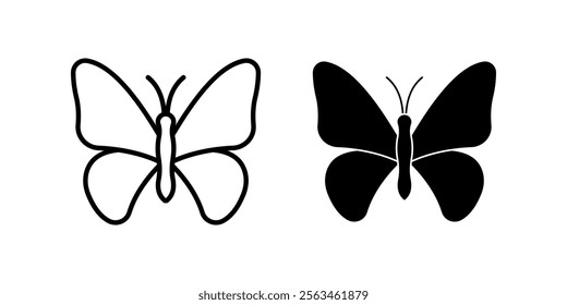 butterfly Icon set. Symbol isolated white background. vector illustration. color editable.