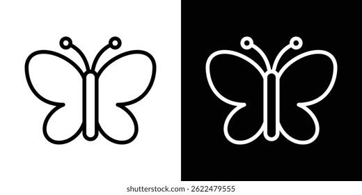 Butterfly icon shape graphic simple plain clipart symbol. thin line outline art