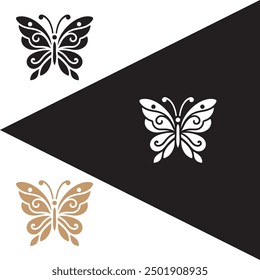 Butterfly icon silhouette design in different background