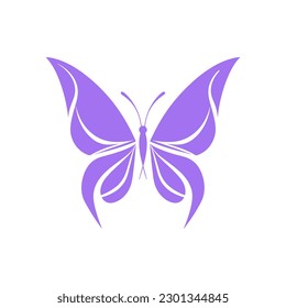 Butterfly icon. Silhouette design. Purple butterfly vector illustration