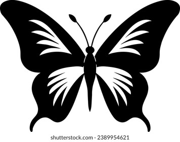 Butterfly icon, Butterfly silhouette on white background
