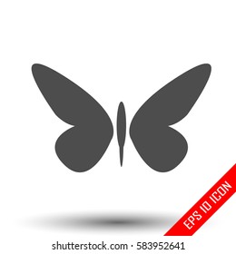 Butterfly icon. Simple flat logo of butterfly on white background. Vector illustration.