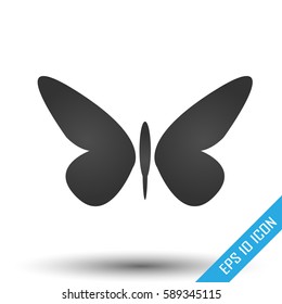 Butterfly icon. Simple flat logo of butterfly on white background. Vector illustration.