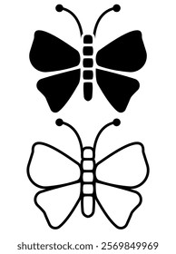 butterfly icon, simple flat style, illustration, logo sign symbol pictogram template, for ui or ux isolated on white for mobile app, editable	