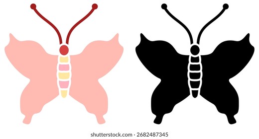 butterfly icon, simple flat style, illustration, logo sign symbol pictogram template, for ui or ux isolated on white for mobile app, editable