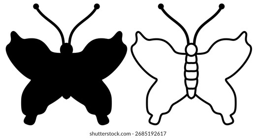 butterfly icon, simple flat style, illustration, logo sign symbol pictogram template, for ui or ux isolated on white for mobile app, editable