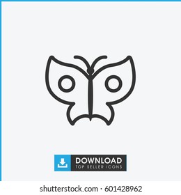 butterfly icon. simple outline butterfly vector icon. on white background.