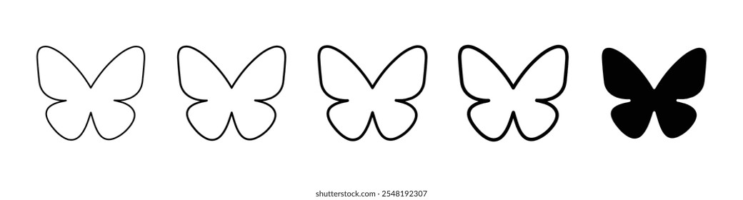 butterfly icon Simple thin line logo set