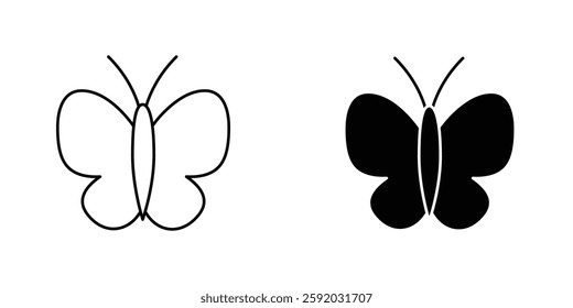Butterfly icon symbol collection on white background.