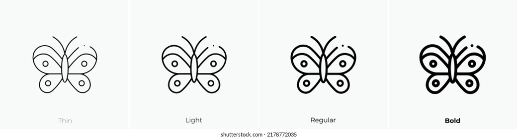 butterfly icon. Thin, Light Regular And Bold style design isolated on white background