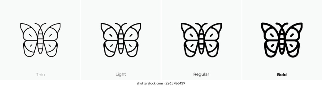 icono de mariposa. Diseño delgado, ligero y audaz aislado en un fondo blanco