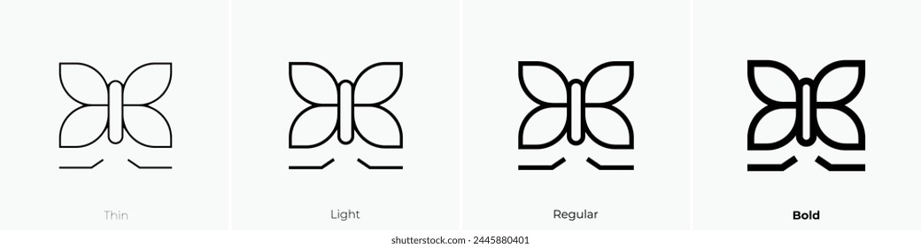 butterfly icon. Thin, Light Regular And Bold style design isolated on white background
