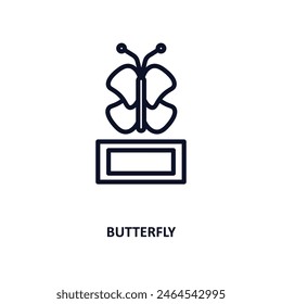 butterfly icon. Thin line butterfly icon from museum and exhibition collection. Outline vector isolated on white background. Editable butterfly symbol can be used web and mobile