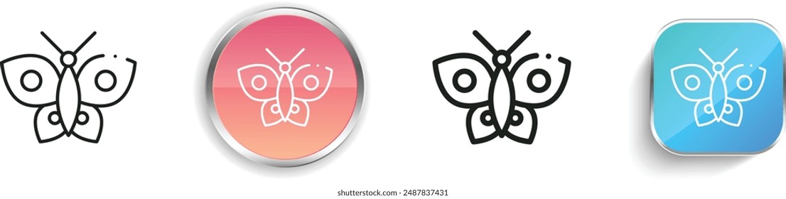 butterfly icon. Thin Linear, Regular and Button Style Design Isolated On White Background