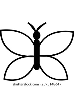 Butterfly Icon with Transparent Background. – Line icon of a butterfly symbolizing transformation, beauty, and nature with transparent background.