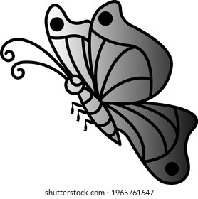 Butterfly icon in trendy flat design