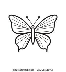 A butterfly icon vector black and white drawing