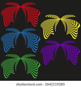 Butterfly icon vector. Colorful insect silhouette. Symmetrical black background. Bright nature symbol.