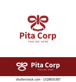 Butterfly icon vector design illustration logo template with face or mask shaped with ribbon for festival, carnival, theatre or other event logo