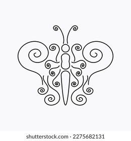 icono de mariposa vectorial ilustración de línea