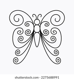 icono de mariposa vectorial ilustración de línea