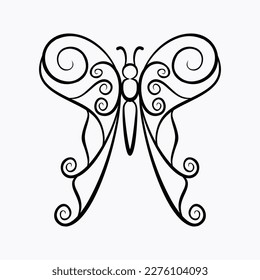 butterfly icon vector design illustration line art