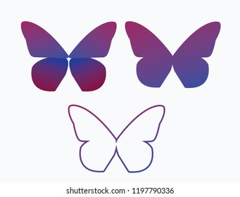 butterfly icon vector editable colourable 