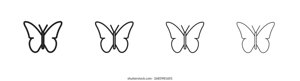 Gráficos del Vector del icono de la mariposa. iconos negros del vector del estilo