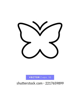 Butterfly icon vector illustration design template. Editable stroke.